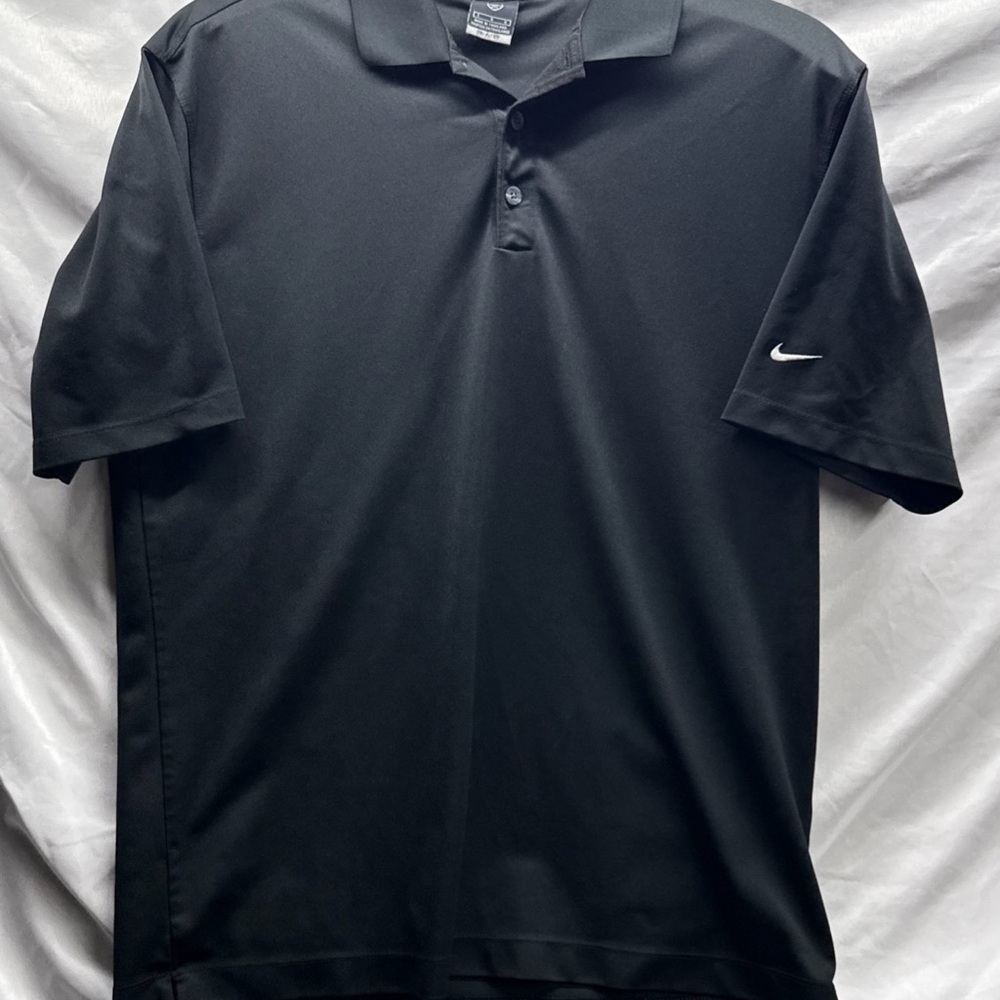 Nike Men’s Large Black Dri-Fit UV Polo with White Swoosh